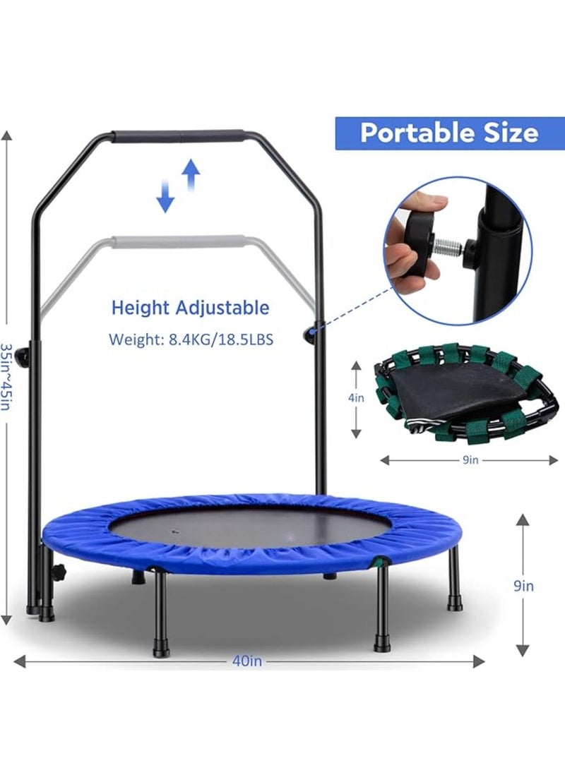 ترامبولين محمول لتمارين اللياقة البدنية في الأماكن الداخلية / الحديقة مزود بدرابزين قابل للتعديل 40 بوصة - Image 5