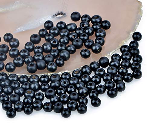 AD Beads Wood Spacer Loose Wooden Craft Beads Big Hole Beads Assorted for Necklace Bracelet Craft Making Decoration (8x10mm 200pcs, Black) - Image 3