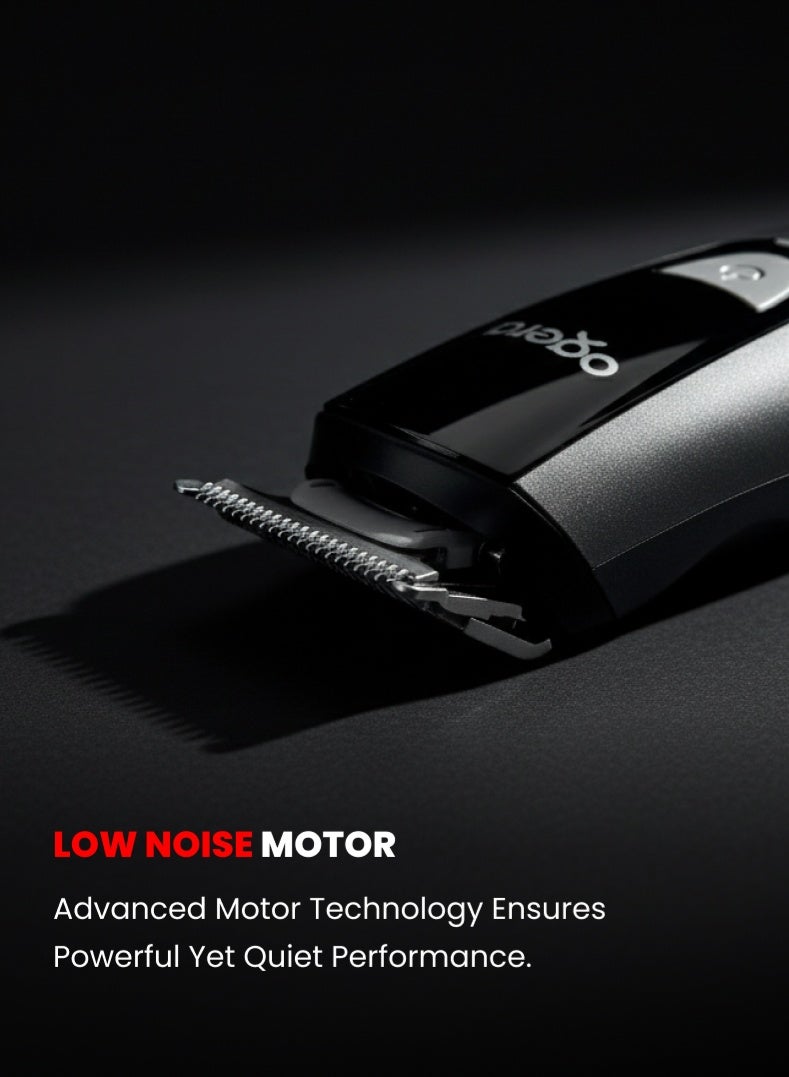 أوجيرا طقم العناية 8 في 1 القابل لإعادة الشحن – ماكينة حلاقة احترافية متعددة الوظائف مع ملحقات للّحية والأنف والأذن والجسم، شفرات ستانلس ستيل دقيقة، بطارية قابلة لإعادة الشحن، تشغيل منخفض الضوضاء – موديل OG2004HT، أسود - Image 5