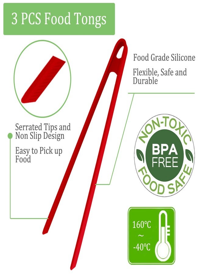 Sunenlyst مجموعة من 3 قطع من ملاقط التوست المصنوعة من السيليكون، ملاقط للطهي، ملاقط مطبخ سيليكون بطول 11.8 بوصة بتصميم مانع للانزلاق، ملاقط شواء طويلة للتحميص، وقلي شرائح اللحم، والشواء، والسلطات من Sunenlyst - Image 2