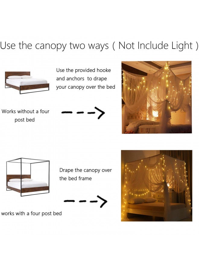 Comtelek Mosquito NET for Bed Canopy, Four Corner Post Curtains Bed Canopy Elegant Mosquito Net Set, Stick Hook &Profession Rope for net, Screen Netting Canopy Curtains, Full/Queen/King/White - Image 2