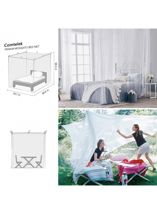 Comtelek Mosquito NET for Bed Canopy, Four Corner Post Curtains Bed Canopy Elegant Mosquito Net Set, Stick Hook &Profession Rope for net, Screen Netting Canopy Curtains, Full/Queen/King/White - Image 3