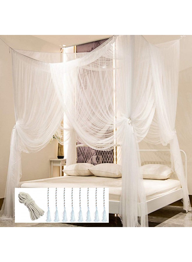 Comtelek Mosquito NET for Bed Canopy, Four Corner Post Curtains Bed Canopy Elegant Mosquito Net Set, Stick Hook &Profession Rope for net, Screen Netting Canopy Curtains, Full/Queen/King/White - Image 1