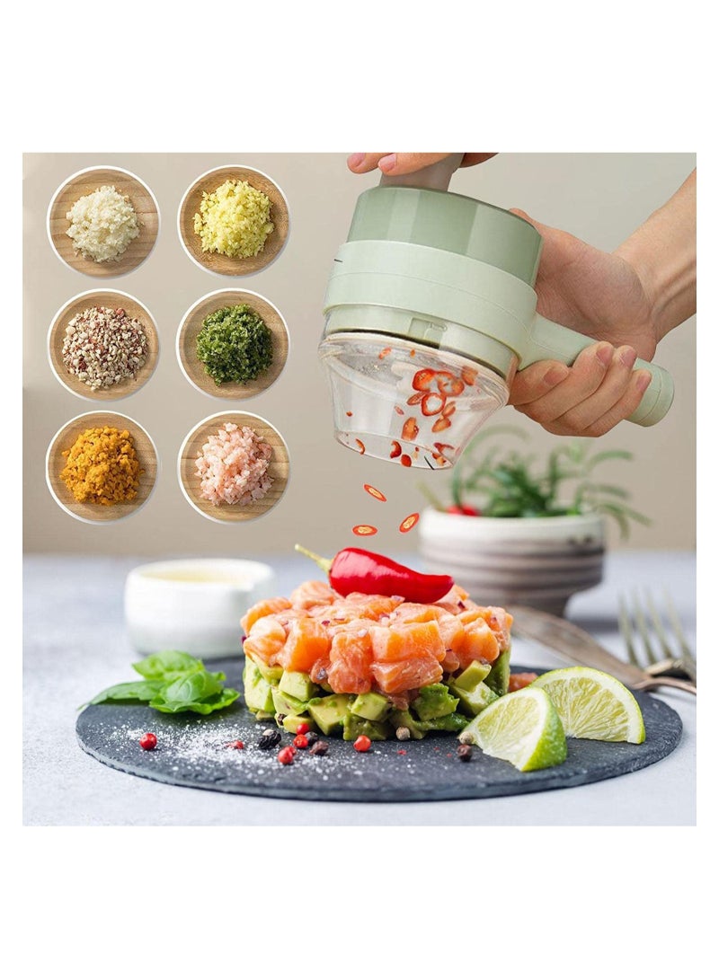 إلترازون 4 in 1 Handheld Electric Vegetable Cutter Set, Mini Hand-held Wireless Electric Garlic Mud Masher Chopper, Mixer Auxiliary Food Slicer Dicer for Garlic Pepper Chili Onion - Image 3