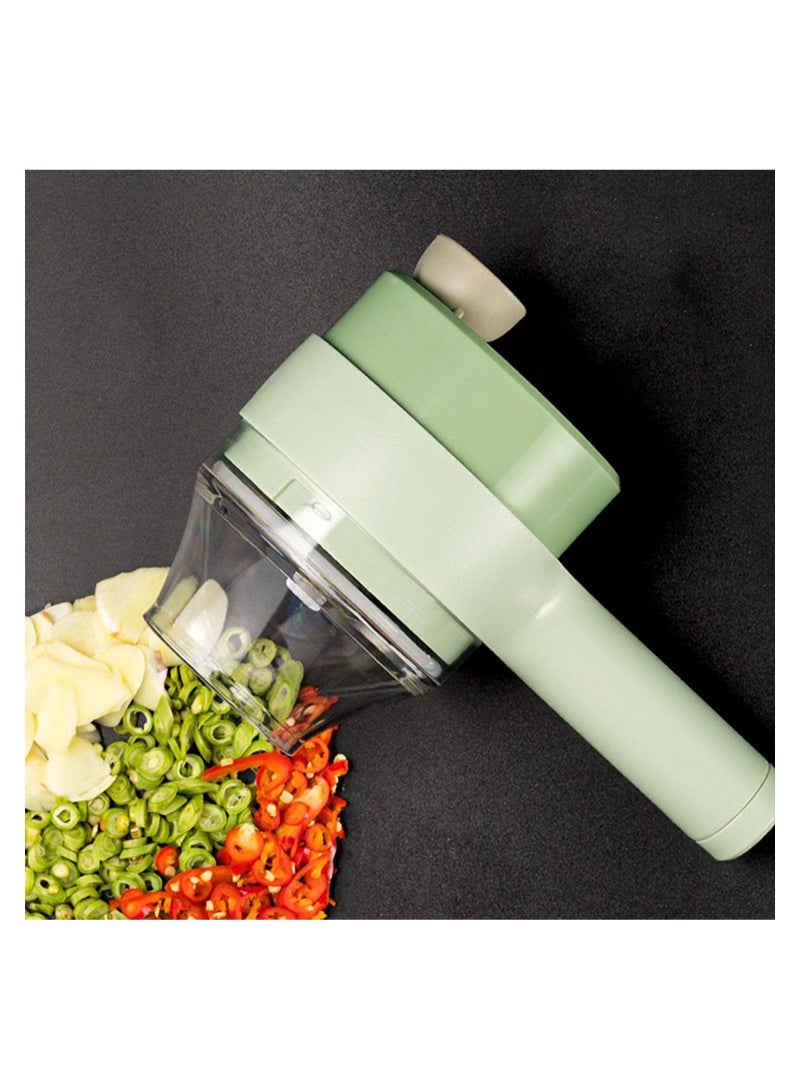 إلترازون 4 in 1 Handheld Electric Vegetable Cutter Set, Mini Hand-held Wireless Electric Garlic Mud Masher Chopper, Mixer Auxiliary Food Slicer Dicer for Garlic Pepper Chili Onion - Image 2