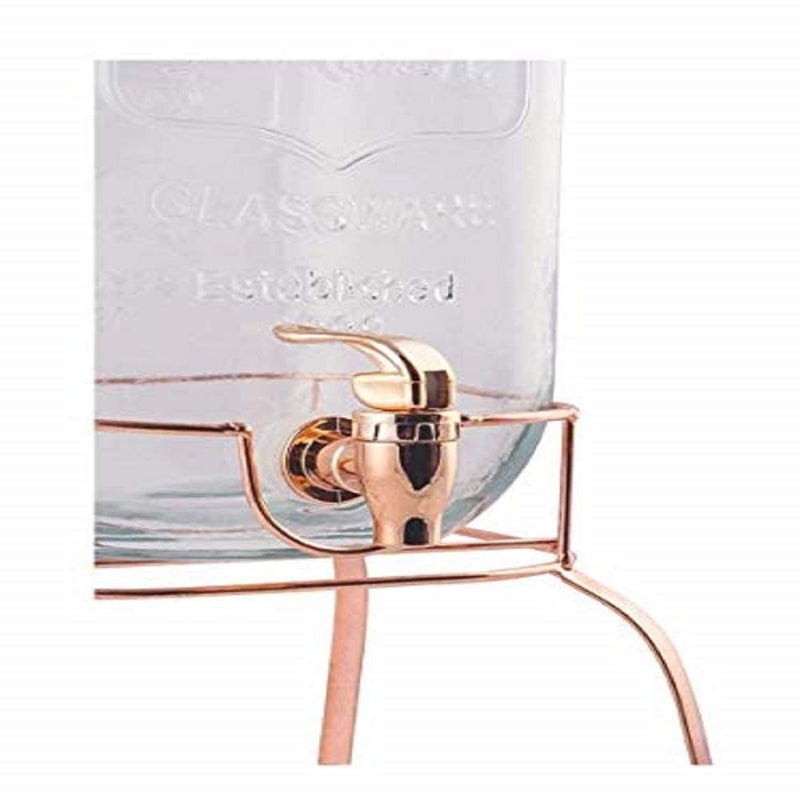 LVOOK Dispenser Imported Glassware Mason Jar Juice Water White Gold Beverage with Golden Tap and Golden Stand 5 Liter 1 Piece - Image 2