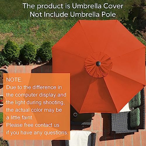 EliteShade USA 9FT Patio Umbrella Replacement Covers 8 Ribs Market Umbrella Canopy Cover CANOPY ONLY Rust - Image 3