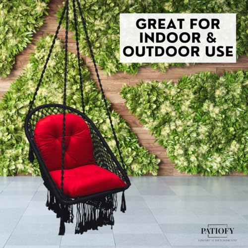 Patiofy Super Comfy Premium Adult Swing - Jhula for Home & Balcony - L Shape Cushion - Black - Image 2