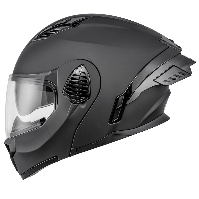 OUMURS Modular Motorcycle Helmets Full Face Flip up Street Bike Motorcycle Helmet for Unisex Adult Model167 Matte Black  L