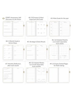 Swift مخطط الألبان - مخطط حياة أسبوعي وشهري فاخر لتحقيق أهدافك وعيش حياة أكثر سعادة. دفتر ملاحظات منظم ومجلة إنتاجية. غلاف مقوى بحجم A5، بدون تاريخ - ابدأ في أي وقت  - Image 2