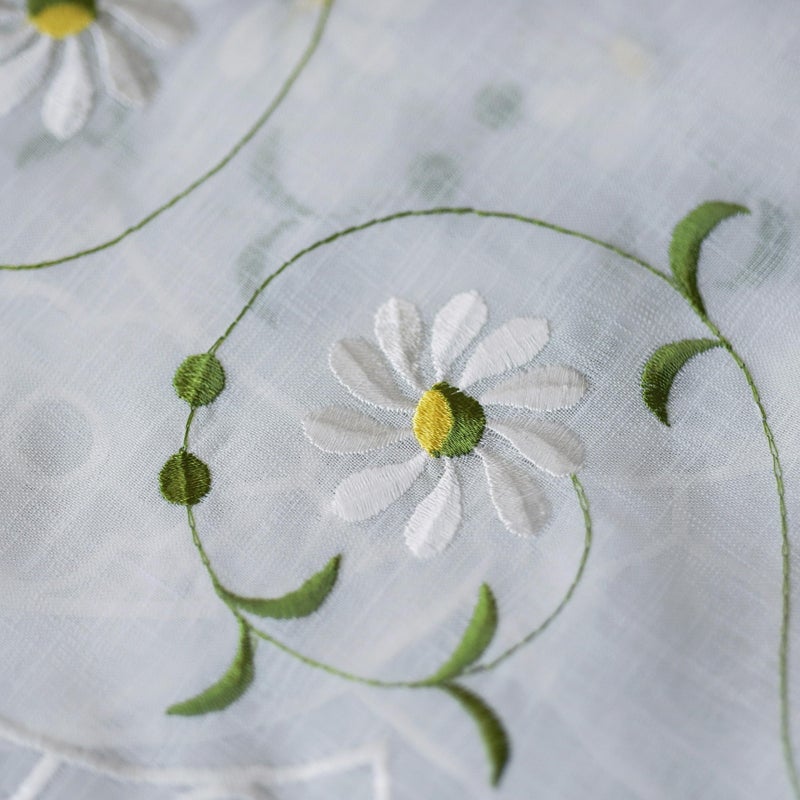 Yurlisa Kfl017 Panel Embroidery Pastoral Style Cafe Curtain Kitchen Curtain Floral Window Valance 18X60 Inch White ?Green Leaves - Image 2