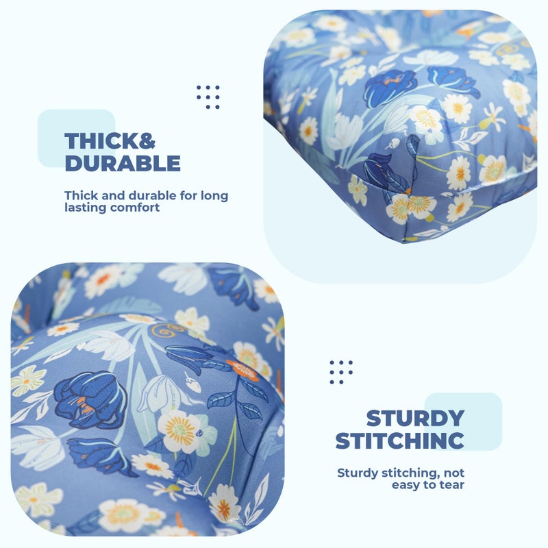 DANGHOOGY Wicker Chair Cushions, Waterproof Outdoor Loveseat Cushions for Patio Furniture, Tufted Wicker Furniture Cushions, 1 Loveseat and 2 U-Shaped Cushions (Blue Floral) - Image 5