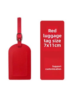 跨境现货11色厚款pu皮革可定LOGO护照夹护照套带纸卡行李牌套装-颜色:竖翻款红色行李牌