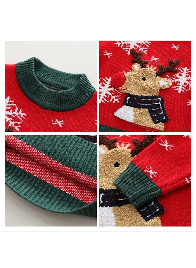 LITTLE SURPRISE BOX Red Flakes Reindeer Warmer, Cardigan & Christmas Sweater for Kids