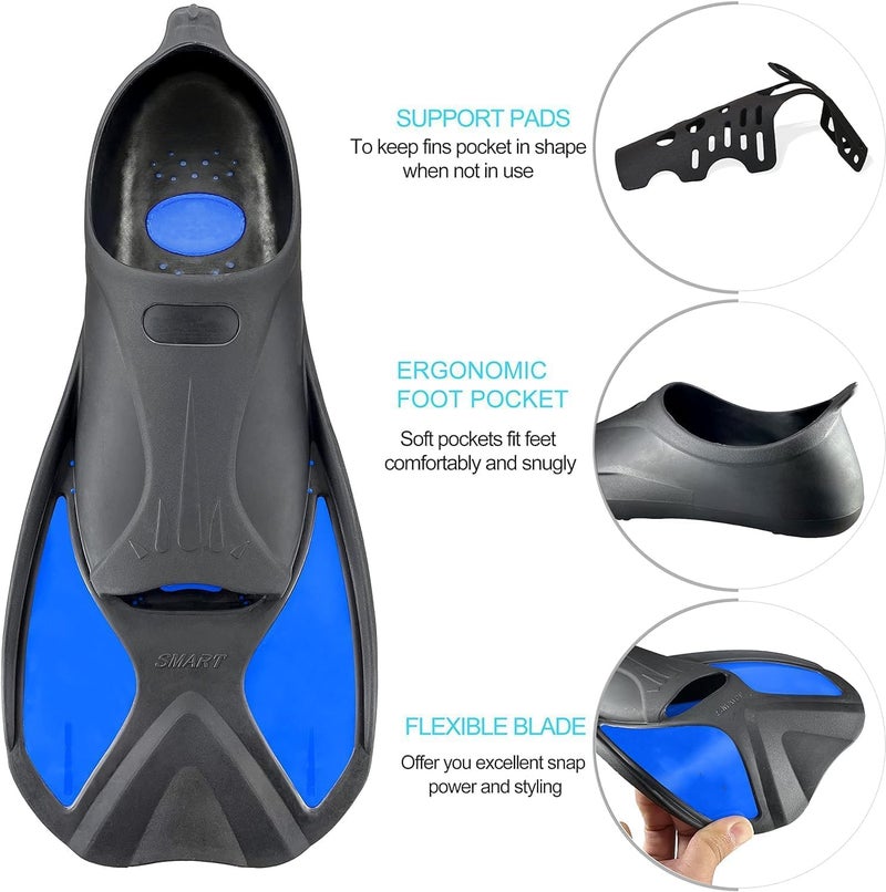 HZYH Swim Fins for Kids and Adults - Soft Ergonomic Foot Pocket, Easy to Carry,  Black - Image 4