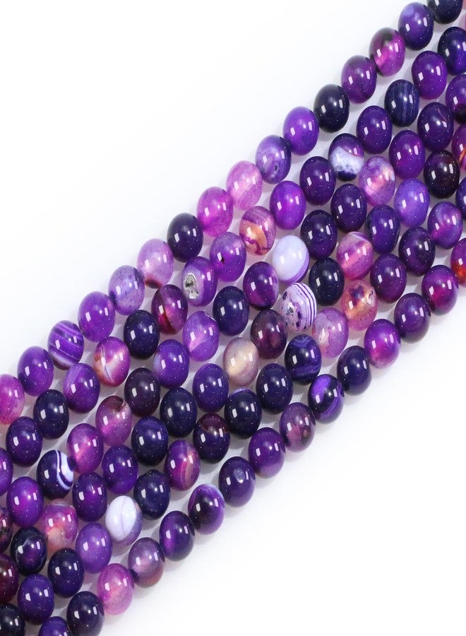 Clearain 8mm Natural Gemstone Round Loose Beads Purple Agate for Jewelry Making DIY Crystal Bracelet Necklace (45-48pcs/strand) - Image 1