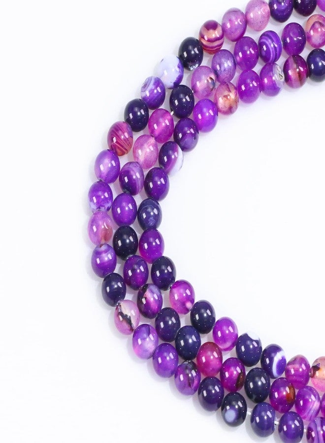 Clearain 8mm Natural Gemstone Round Loose Beads Purple Agate for Jewelry Making DIY Crystal Bracelet Necklace (45-48pcs/strand) - Image 2