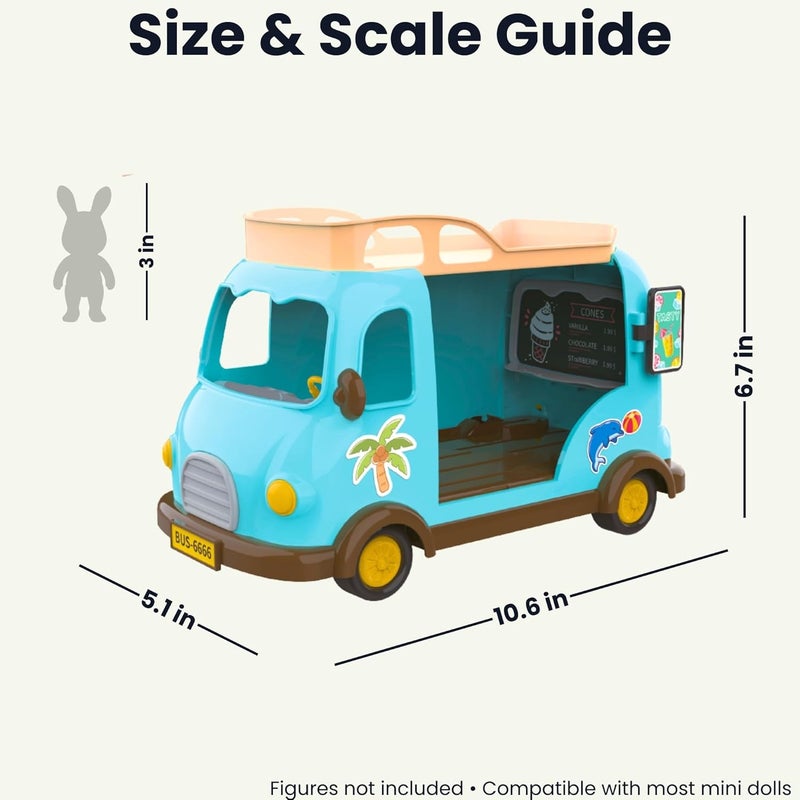 OLEOCA Family Ice Cream Beach Bus Dollhouse Playset with Furniture and Accessories Included - Image 4