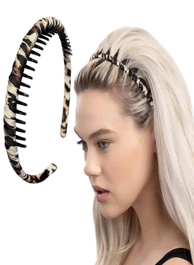 LYKAA Hairband With Leopard Print | Zig Zag Hair Band for Women & Girls | Non Slip Teeth Headband | Stretchable Hair Accessories for Daily Wear, Party, Office & Makeup | Stylish Animal Print Hairband-1Pc - Image 1
