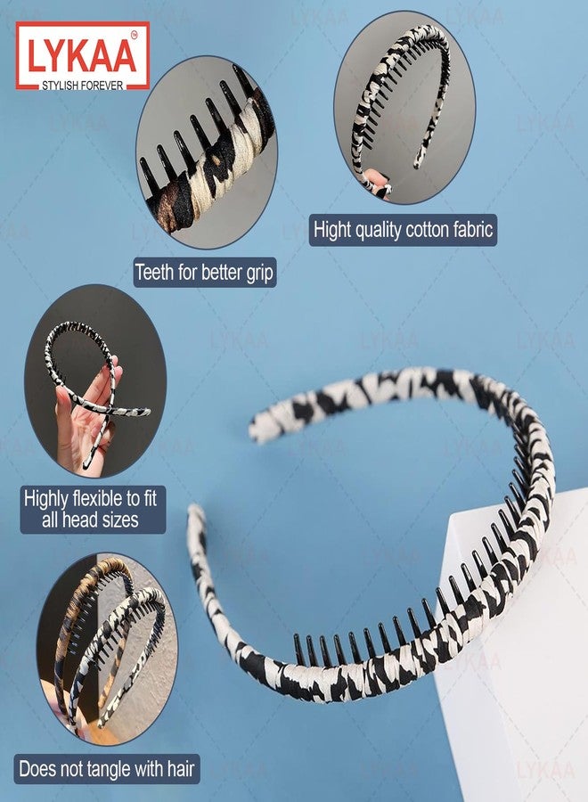 LYKAA Hairband With Leopard Print | Zig Zag Hair Band for Women & Girls | Non Slip Teeth Headband | Stretchable Hair Accessories for Daily Wear, Party, Office & Makeup | Stylish Animal Print Hairband-1Pc - Image 3