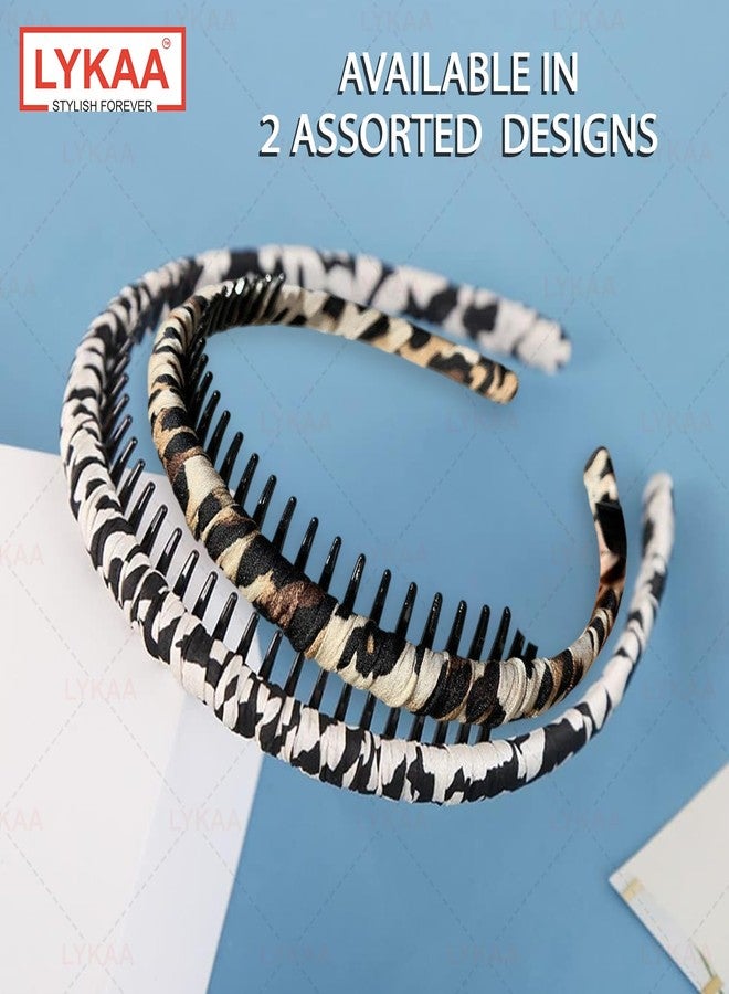 LYKAA Hairband With Leopard Print | Zig Zag Hair Band for Women & Girls | Non Slip Teeth Headband | Stretchable Hair Accessories for Daily Wear, Party, Office & Makeup | Stylish Animal Print Hairband-1Pc - Image 4