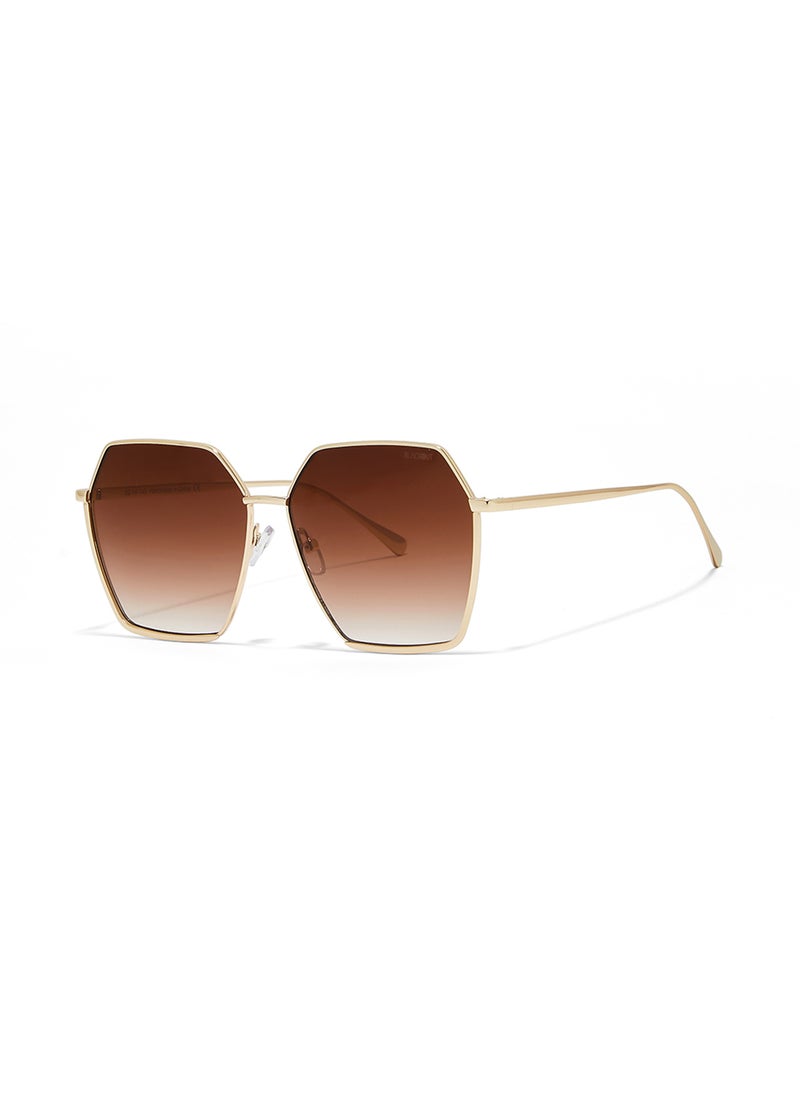 Blackout Stark,Women Sunglasses, Hexagon Sunglasses, UV Protection: UV400 (Gold,Brown)  - Image 1