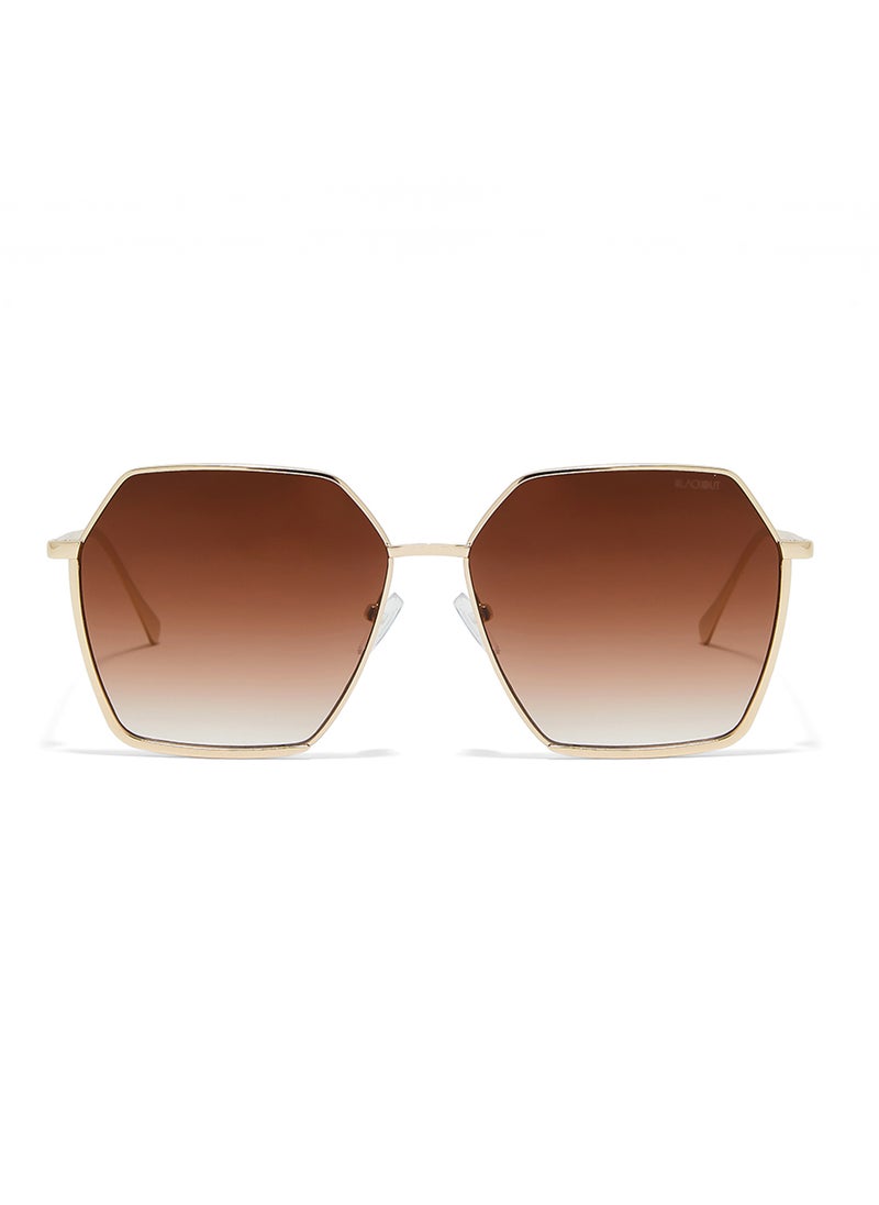 Blackout Stark,Women Sunglasses, Hexagon Sunglasses, UV Protection: UV400 (Gold,Brown)  - Image 2