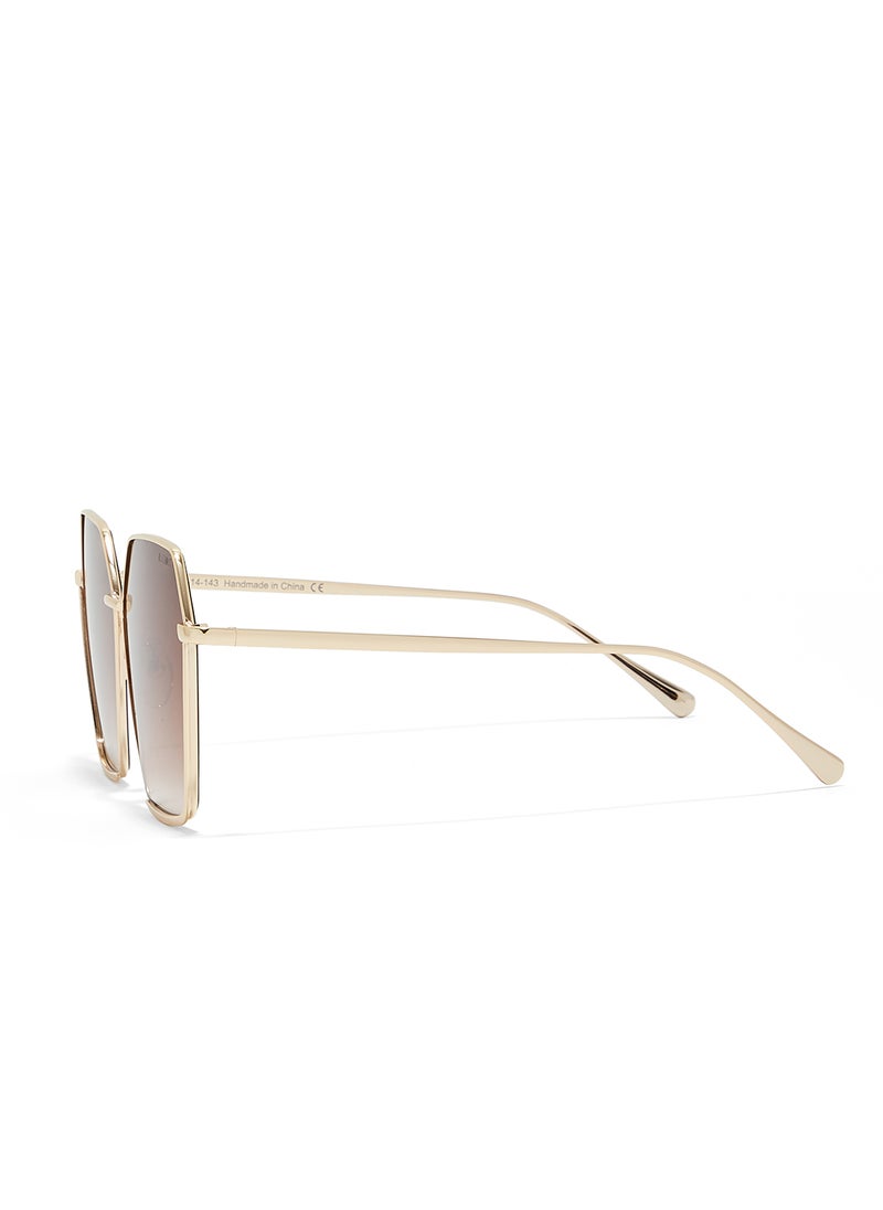 Blackout Stark,Women Sunglasses, Hexagon Sunglasses, UV Protection: UV400 (Gold,Brown)  - Image 3