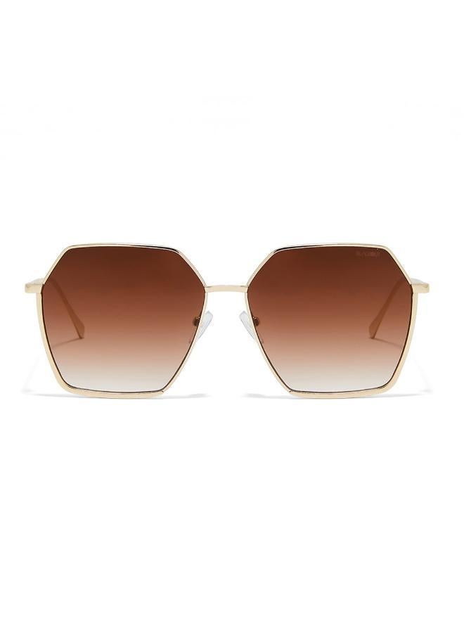 Blackout Stark,Women Sunglasses, Hexagon Sunglasses, UV Protection: UV400 (Gold,Brown) - Image 2