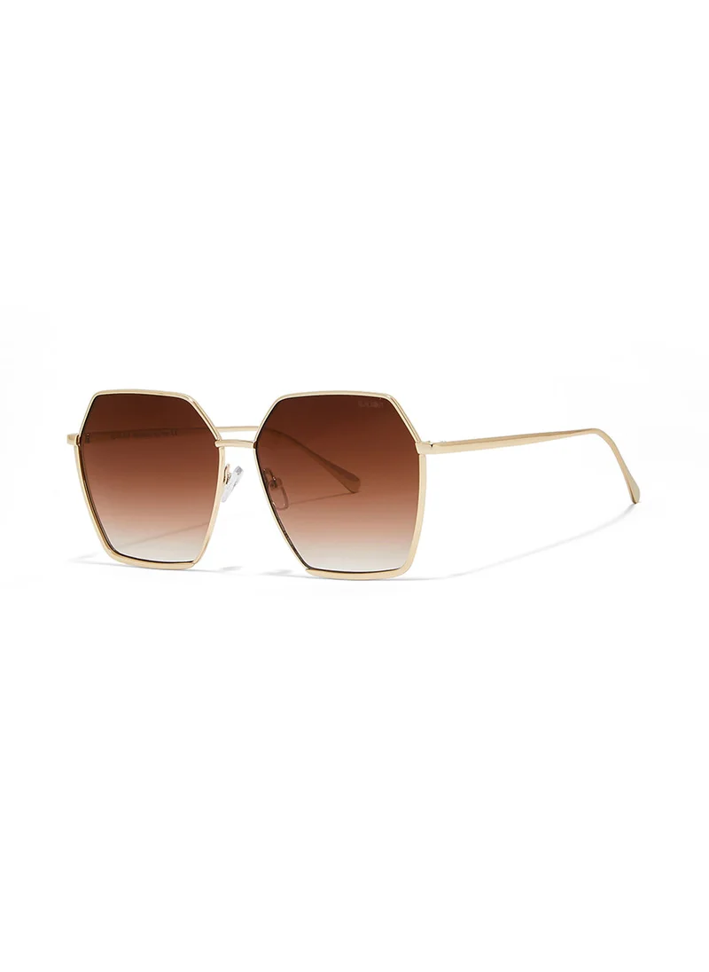 Blackout Stark,Women Sunglasses, Hexagon Sunglasses, UV Protection: UV400 (Gold,Brown)