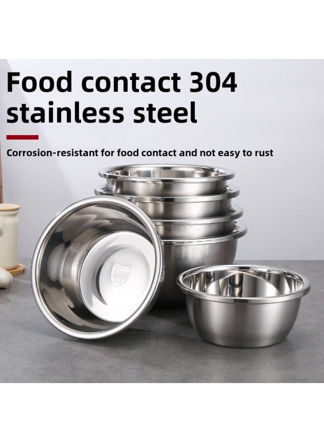 304 Stainless Steel Cooking Basin Food Special Salad Basin Baking And Noodle Mixing Cream Whipping Basin Egg Basin-Specifications:304 Stainless Steel Basin-Color:18cm  - Image 2