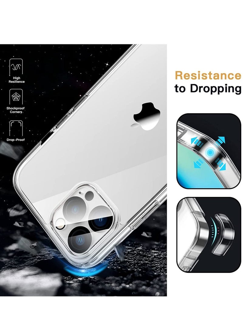 DUSALA 【5 in 1】 Case for iPhone 12 Pro Max 6.7-Inch, with 2-Pack Screen Protector and Camera Lens Protector, Non-Yellowing Shockproof Bumper Phone Cover, Full Coverage Tempered Glass Film (Clear) - Image 3