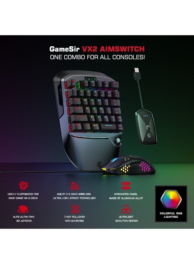 General Gaming Keypad and Mouse Combo for GameSir VX2 AimSwitch 2.4G for Xbox Series X PS4 Xbox One Nintendo Switch, Game Console Converter with Full Keys Programmable for PUBG/Fortnite/COD  - Image 2