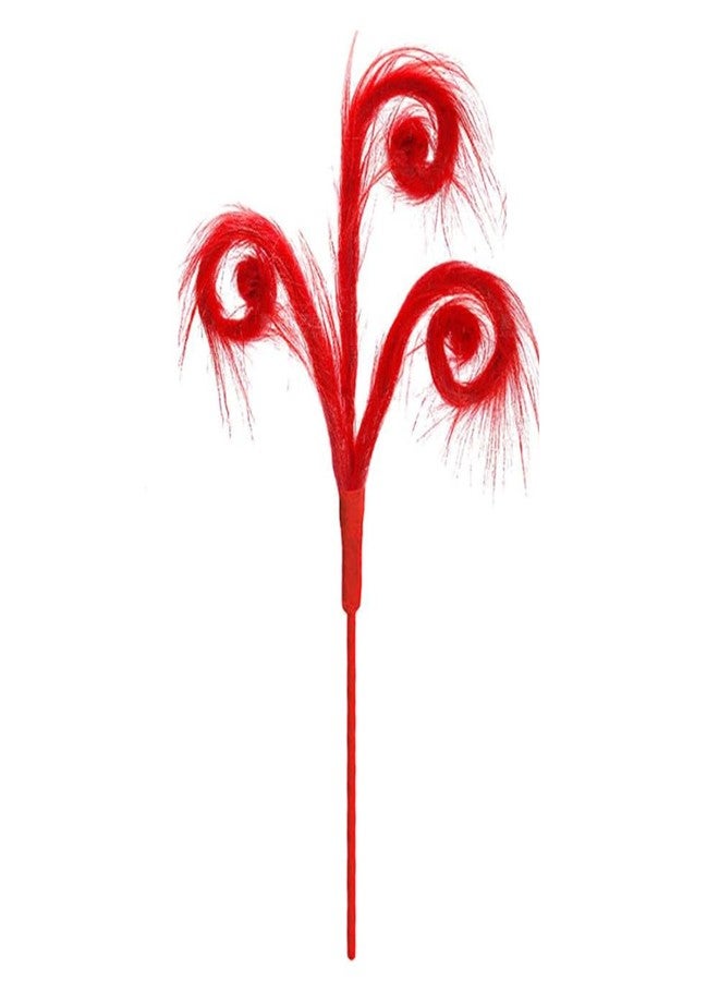 CCUUHJ 3 Pcs Red Furry Christmas Picks 15.75" Fuzzy Spiral Curly Sprays Ornaments Stems for Christmas Tree Topper Filler Branches Home Office Holiday Party Decorations Gifts (Red) - Image 3