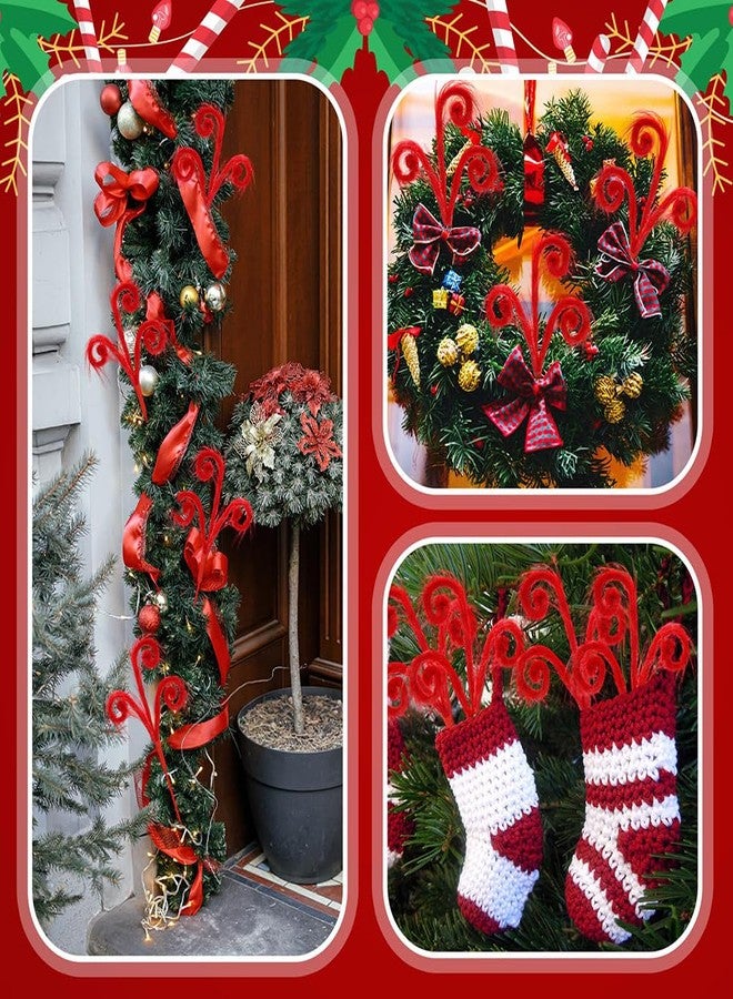 CCUUHJ 3 Pcs Red Furry Christmas Picks 15.75" Fuzzy Spiral Curly Sprays Ornaments Stems for Christmas Tree Topper Filler Branches Home Office Holiday Party Decorations Gifts (Red) - Image 4