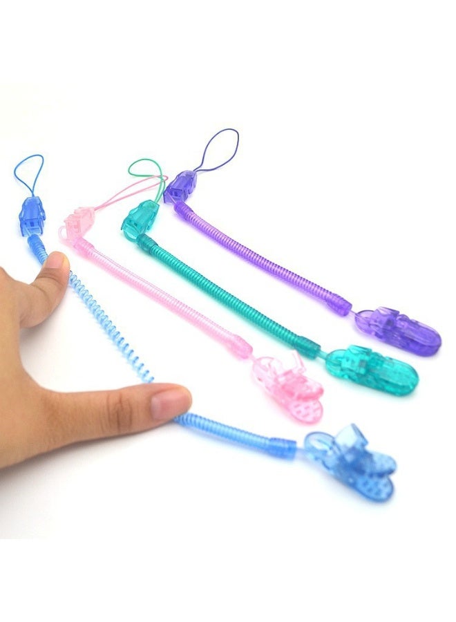 Set of 4, Silicone Baby Tether Pacifier Clip, Retractable Baby Soother Anti-Drop Clip, Toy Straps for Stroller - Image 3
