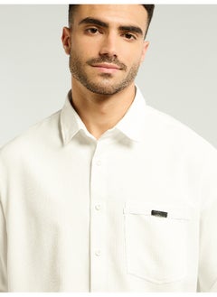 Beyoung White Textured Waffle Shirt  - Image 5