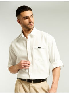 Beyoung White Textured Waffle Shirt  - Image 3