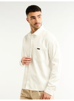 Beyoung White Textured Waffle Shirt  - Image 2