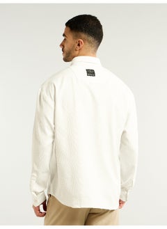 Beyoung White Textured Waffle Shirt  - Image 4