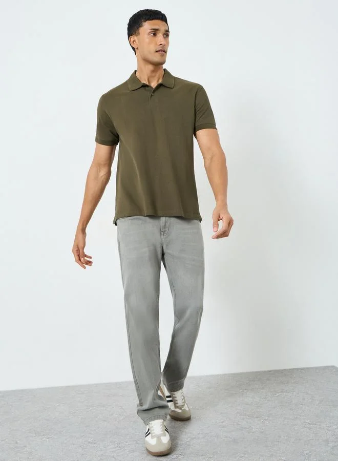 Styli Men Olive Green Relaxed Polo