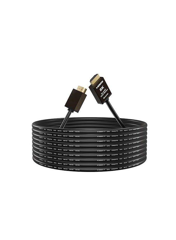 8K HDMI 2.1 Optical Fiber Cable – 62M (200FT) In-Wall Rated CL3 – 48Gbps Ultra High-Speed, Supports 4K@120Hz, HDCP 2.3, Dolby Vision, Atmos, Gaming Devices 