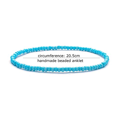 XIJIN 8 Pieces Elastic Beaded Anklets for Women Handmade Beach Boho Colorful Beads Ankle Bracelet Set - Image 4