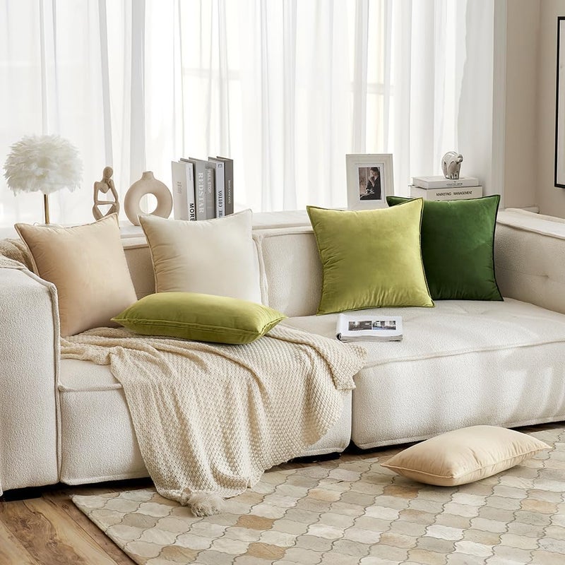 MIULEE Cream White Velvet Throw Pillow Covers 18x18 Soft Decorative Solid Square Cushion Cases Pack of 2 Modern Luxury Home Decor for Couch, Sofa, Bedroom - Image 5