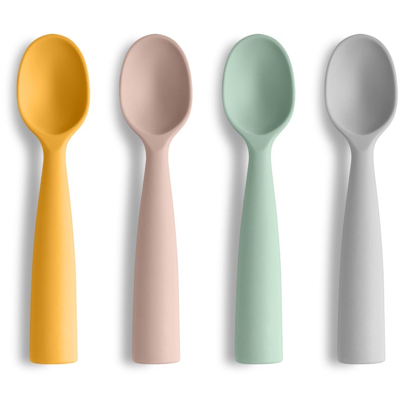 Vicloon Silicone Baby Feeding Spoons 4 PCS First Stage for Infants UltraDurable Chewproof Dishwasher Safe Baby Utensils