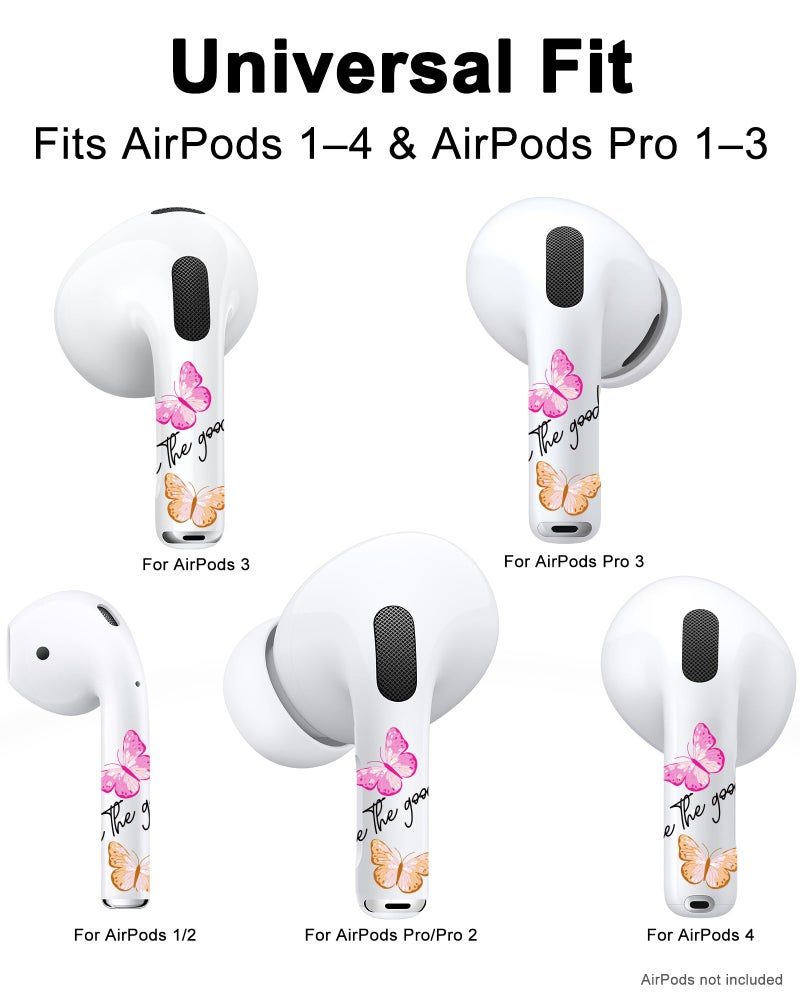 RockMax for AirPod Pro Skin, Universal Butterfly Sticker Wrap for AirPods 1/2/3/4 & Pro 1/2/3, Pink Tattoos, Easy to Identify, Case Friendly, Custom Gift for Women and Girls - Image 4