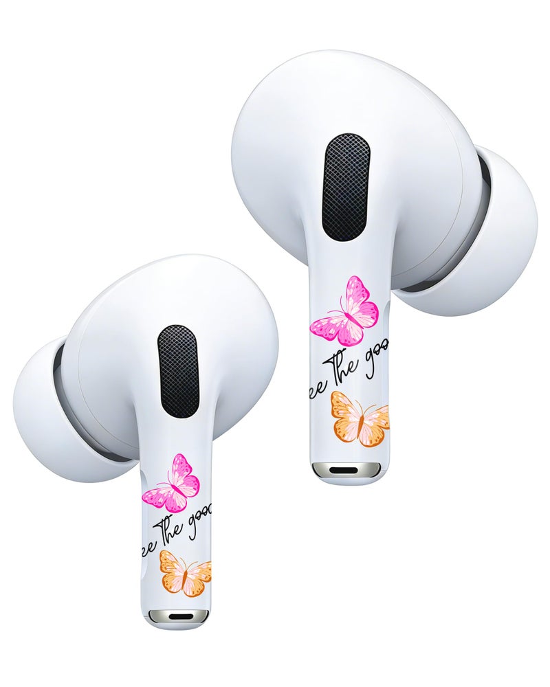 RockMax for AirPod Pro Skin, Universal Butterfly Sticker Wrap for AirPods 1/2/3/4 & Pro 1/2/3, Pink Tattoos, Easy to Identify, Case Friendly, Custom Gift for Women and Girls - Image 1