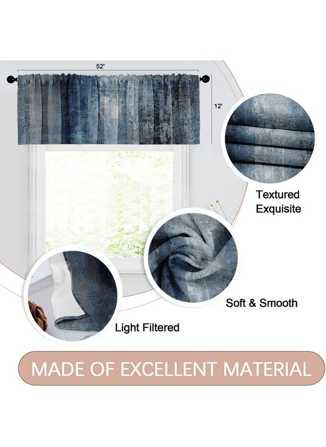 Emvency Emvency 2 Pack Valances Window Treatments, Blue Abstract Modern Art Blackout Drapes Adjustable Curtain Valances for Windows Living Room Kitchen Over Sink, 12x52 Inch Rod Pocket Valances  - Image 2