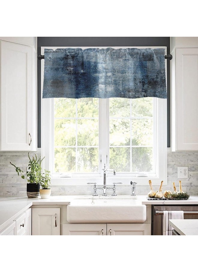 Emvency Emvency 2 Pack Valances Window Treatments, Blue Abstract Modern Art Blackout Drapes Adjustable Curtain Valances for Windows Living Room Kitchen Over Sink, 12x52 Inch Rod Pocket Valances  - Image 5