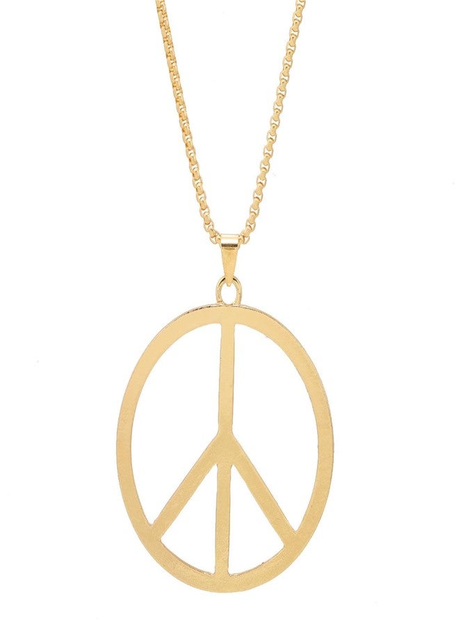 Kicomvi Metal Peace Sign Pendant Necklace Hippie 1960s 1970s Necklace for Dressing Party Accessories-gold - Image 1